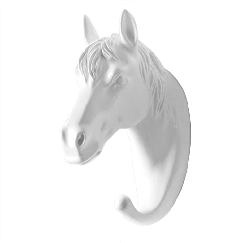 rongweiwang Tierkopf Wandaufhänger, Wandmontage, Haken, Dekoration, Schlüsselhalter, Kunstverzierung, Geschenk für Schlafzimmer, Büro, Korridor, Weiß, Pferdekopf