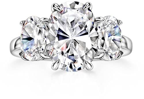 Michooyel S925 5,6 cttw ovaler Schliff 3-Stein-Verlobungsring Hochzeitsversprechen Ring Sterlingsilber Ehering für Frauen