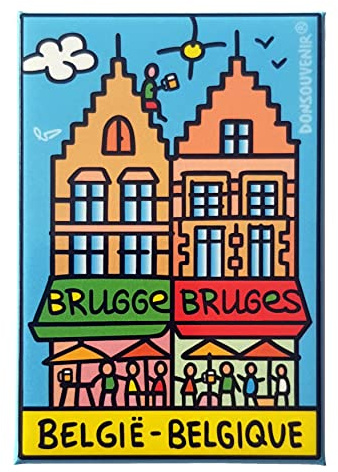BRÜGGE KÜHLSCHRANKMAGNET. Modell: HÄUSER DER Stadt BRÜGGE IN FLANDERN (Belgien)