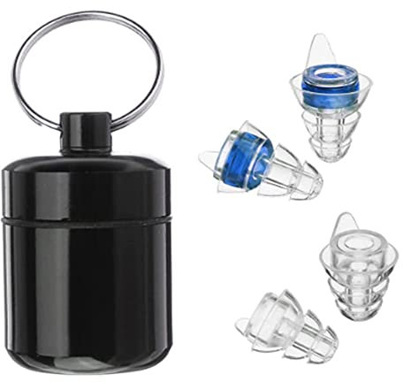 Orton 2 Paar schwarze Ohrstöpsel aus Silikagel mit Fitler, Gehörschutz für DJ, Disco, Konzert, Motorräder