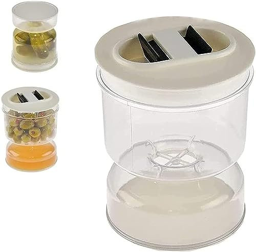 Denxahao Gurkenglas zum Umdrehen, Einmachgläser Kimchi Behälter, Gurken und Olivenbehälter, Einlegeglas Eingelegten und Olive Sanduhr Glas Pickles Glasbehälter Saftabscheider (1)
