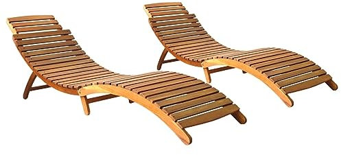 BaraSh Sonnenliegen 2 STK. Massivholz Akazie Gartenliege Sonnenliegen BalkonmöBel Lounge Sessel Outdoor Liegen Garten