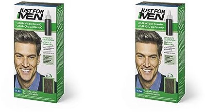 Just For Men Colorante en Gel, Tinte Pelo Hombre Castaño Medio, Cubre Solo Las Canas, Restaurando El Color Original Para Una Apariencia Natural - H30 (Paquete de 2)