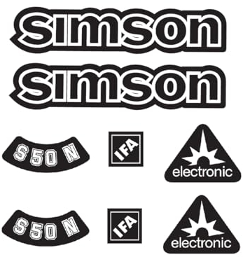 Simson S50N IFA Electronic Aufkleber Dekor Premium Retro Schwarz Weiss Dunkel