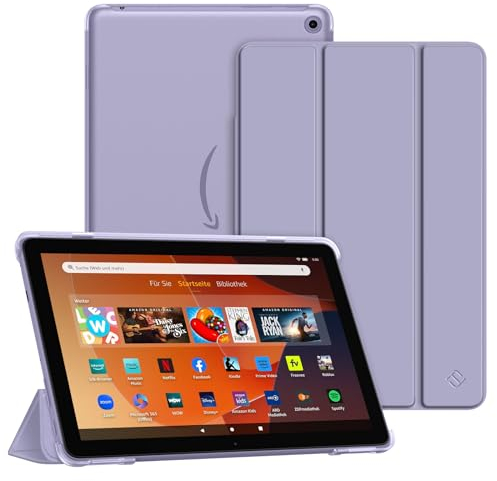 Fintie Hülle für Amazon Fire HD 10 Tablet 13. Generation 2023, Ultradünn Schutzhülle mit Translucent Rückseite Case mit Auto Schlaf/Wach Funktion, Fliederfarben