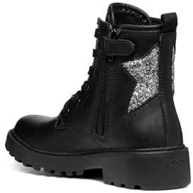 GEOX JUNIOR J CASEY GIRL BIKER/AMPHIBIANS BOOTS BLACK/DK SILVER 28_EU
