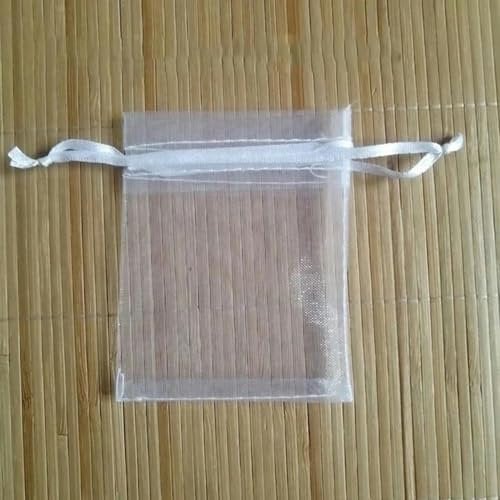 VeGiq 100 Stück/Los weiße Organzabeutel mit Kordelzug und kleine Beutel, Schmuckverpackungsbeutel, Weihnachtsverpackung, Geschenktüten, 17 x 23 cm, 500 Stück