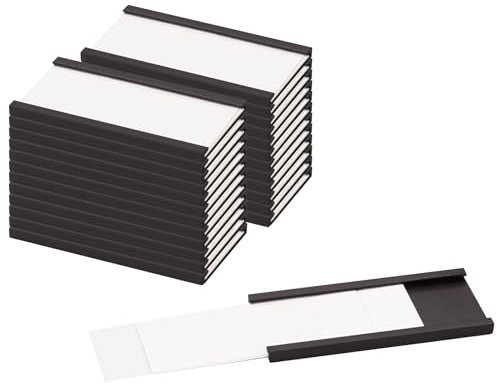 LLPT 26 Pezzi Etichette Magnetiche Etichette Magnetiche Scrivibili Con Pellicola Protettiva in Plastica Trasparente 2.5CM x 5CM per Scaffali Metallici Armadietti e Lavagne Bianche (MH21026)