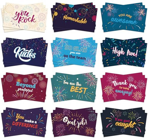 Yeaqee 240 Stück Mitarbeiter-Wertschätzungskarten, Kudoskarten, lustig, leere Rückseite, Motivationskarten, Ermutigung, Dankeskarten, Anerkennungskarte für Lehrer, College, Bestätigungsgeschenk