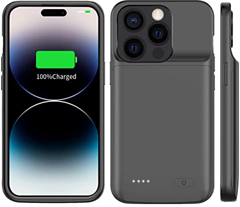 JUBOTY 8500 mAh custodia batteria per iPhone 14 Pro Max 6,7 pollici, alta capacità, ricarica rapida, custodia di ricarica portatile, ricaricabile, ricarica (nero, iPhone14 Pro Max, 8500 mAh)