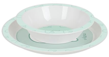safta Miffy Mint Teller und Besteck-Set, Teller, Besteck, Baby, Einweihung, Gemütliches und vielseitiges Essen, 26 x 9 x 26 cm, Mint