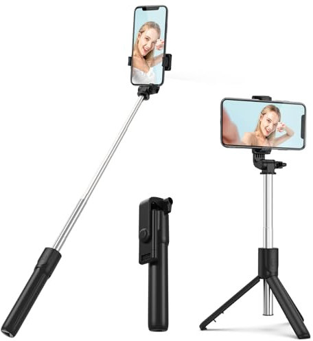 XIHAMA Selfie Stick Tripod,3 in 1 Extendable Selfie Stick with Wireless Remote,Portable Phone Tripod Compatible with iPhone 16 15 14/Galaxy/Huawei/LG(Black)