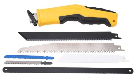 PerGar Handsäge, Mehrere Trockenbau-Sägeblätter, Säbelsäge mit Soft-Grip-Griff, Bügelsäge Zum Schneiden von Trockenem Holz, Beschneidung, Rigips, Holz, Kunststoff, Metall, Sperrholz