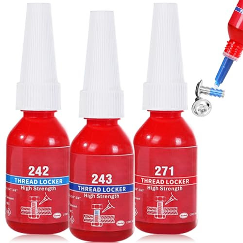 Thread Lock Blue 243 242 And Red 271, High Strength Lock Tight Thread Lock for Metal Bolts Nuts Screw Thread Locker Glue Sealants Anti-Rust, Against Losening and Leakage (242 243 271-30ML)