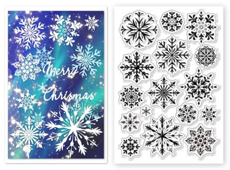 CHGCRAFT Klare Stempel Mit Schneeflocken Hintergrund Transparente Silikonstempel Mit Schneeflockenmuster Für Selbstgemachte Scrapbooking Karten Dekoratives Fotoalbum
