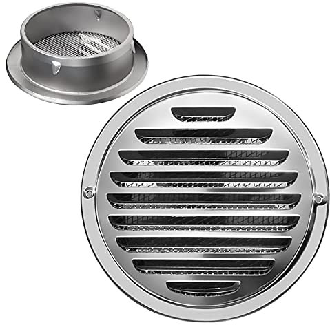 QXSJEDYCH Grille de ventilation ronde 2,7 pouces ~ 7,5 pouces Couvercle de ventilation en acier inoxydable Couvercle de grille à persiennes Grille d'aération murale avec filet anti-oiseaux Facile à in