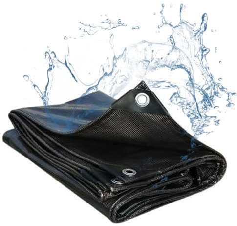 PIPRE 1 x 2.5m black Tarpaulin Waterproof Heavy Duty black Tarpaulin Sheet with Eyelets Plastic Tarp Cover with Rope for Greenhouse Garden Furniture Shed Outdoor Camping Chicken Shed