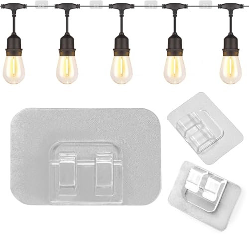58pcs Outdoor Lights Hooks with Adhesive Strips, Waterproof Outdoor String Light Hooks