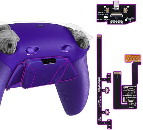 eXtremeRate RISE4 Plus Max Palettes pour ps5 Manette BDM-030 040 050 Remap Kit Programmable,Coque Arrière pour ps5 avec Boutons Contrôle Gâchette & Clicky Trigger Stop-Violet Foncé