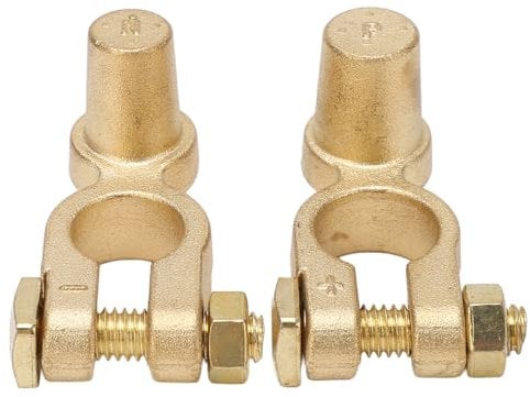 Battery Post Extender, 2PCS Brass Car Battery Terminal Connector, Quick Release Disconnect Positive Negative Top Post Adapter Car Terminal Connector Extender