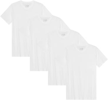 DANISH ENDURANCE Kurzarm Herren T Shirt aus Modal & Bio-Baumwolle, V-Ausschnitt, 1er, 2er oder 4er Pack Weiß XXL