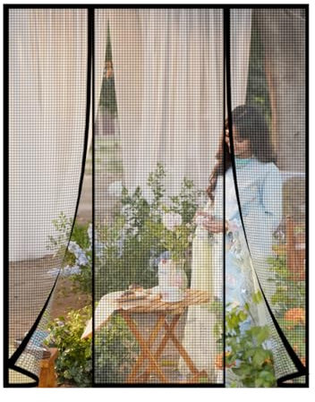 Noir 200x220cm Moustiquaire Autocollante Ultra-Légère - Fermeture Automatique Sans Outils