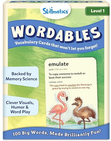 Skillmatics Vocabulary Flash Cards for Kids - Learn 100 Words with Wordplay, Visuals, & Soundplay, Educational Gift for Ages 8, 9, 10 & Up, Screen-Free Language Game