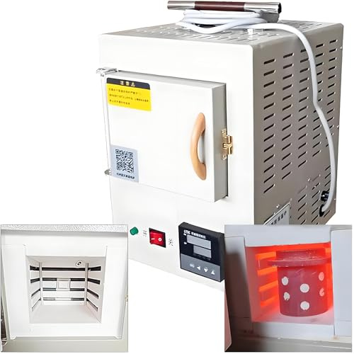 JXYQ Horno de mufla de Mesa Compacto, Fibra cerámica de Alta Temperatura con Control de Programa Integrado, Rango: 100-1000 °C, para Uso en Laboratorio e Industrial.