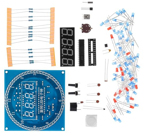 FIXOSHEE Selbstgemacht Elektronischer Uhren Bausatz LED Rotations Digitaluhr Lichtgesteuert mit Temperatursensor Elektronikuhr für Zuhause und Schule