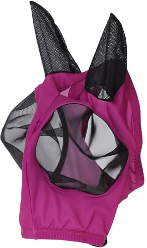 COVALLIERO Fliegenmaske Pferd FinoStrech Zipper FS26 | feinmaschiger Fliegenschutz mit Reißverschluss | elastisch & leicht | Schutz für Augen und Kopf