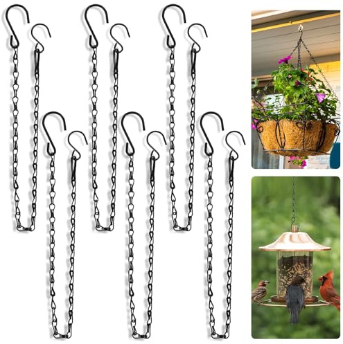 Nogeqi 6 Stück Blumenampel Ketten Zum Aufhängen 54 cm Blumentopfkette Blumentopf Hängend Blumenampel Haken Metallkette Mit Haken Schwarz Für Hängepflanztopf Blumentöpfe Vögel Laternen Deko