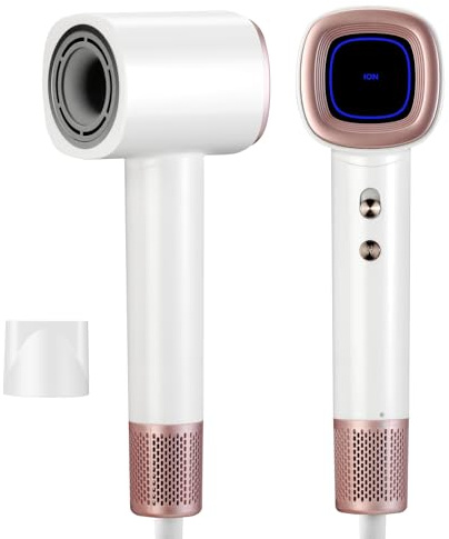 Cozary Ionen Föhn 200 Millionen Negativ Ionen Haartrockner, 110000 U/min Schnelltrocknen Hair Dryer, 3 Temperatureinstellungen, 2-Gang, 59dB Geräuscharm Haarföhn für Reise Zuhause
