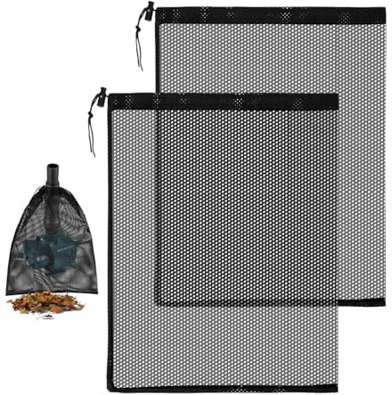Pond Pump Filter Bag 2 Pieces Fine Net Barrier | 30.5 × 40 cm Pond Pump Cover with Drawstring for Aquarium Waterfall Fish Tank Fountain Garden Backyard Outdoor