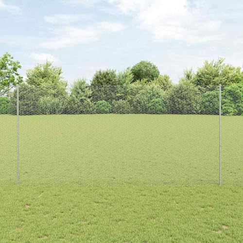 zylophax Zaun mit Pfosten Silber aus pulverbeschichtetem Stahl, 160 cm hoch, 1000 cm lang, inklusive 20 Pfosten und Befestigungsmaterial, wetterbeständig und UV-beständig für Garten, Terrasse
