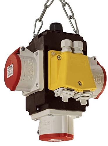 as - Schwabe MIXO Energiewürfel - Hängeverteiler - Stromverteiler - 3 CEE Steckdosen (400V/16A/5-polig) - mit Druckluftanschluss und Datenanschluss - Anschlussfertig verdrahtet - IP44, 60768