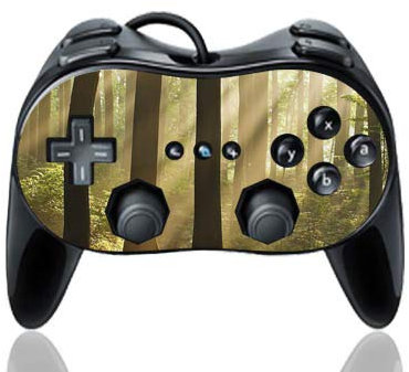 DeinDesign Skin kompatibel mit Nintendo Wii Classic Controller Pro Folie Sticker Wald Licht Baum