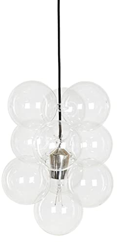 House Doctor Diy, Set mit 14 Stück, Silberne Abdeckung für Steckdose, E27, Max 40 W, 3,0 m schwarzes Stoffkabel, bakelit socket, 12 Stück Glaskugeln, 61 x 12 cm