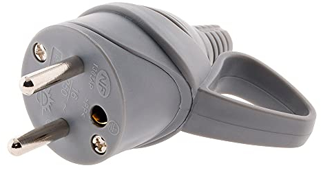 Zenitech - Ficha Eléctrica Macho a Conectar 16A 2P+T con Anillo y Lengüeta - Ideal para Conexión Segura - Compatible Normas NF - Uso Doméstico - Gris