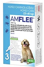 Amflee Spot On Floh- und Zeckenmittel für Hunde von 20-40 kg (L), 3 Einzeldosis-Pipetten mit 268 mg Fipronil, Lösung zum Auftropfen