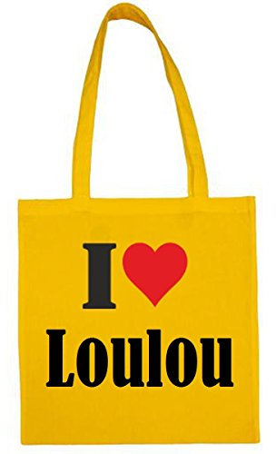 Reifen-Markt Tasche I Love Loulou Größe 38x42 Farbe Gelb Druck Schwarz