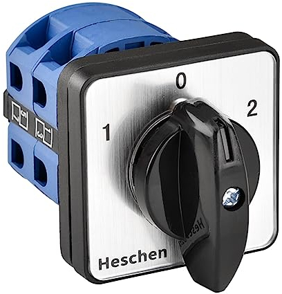 Heschen - Interruttore selettore universale rotativo SZW26-25/D202.2, ad inserimento, da 660V, 25A, 3 posizioni: On-Off-On, 2 Fasi, 8 terminali CE
