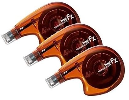 PLUS JAPAN 3 Stück Korrekturroller FX 4,2 mm x 10 m, flexibler Kopf, Orange