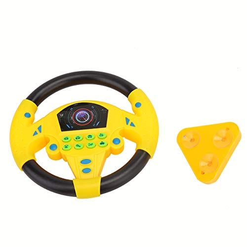 Tnfeeon Early Childhood Lernspielzeug, Simulation Lenkrad mit Licht und Fahrgeräuschen, sicher, gelb, für Kinderzimmer oder Auto