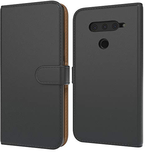 EAZY CASE Tasche kompatibel mit LG V40 ThinQ Schutzhülle mit Standfunktion Klapphülle im Bookstyle, Handytasche Handyhülle Flip Cover mit Magnetverschluss und Kartenfach, Kunstleder, Schwarz