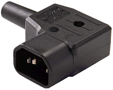 PremiumCord Netzanschluss 230V Stecker abgewinkelt 90°, 10A, IEC C14, Farbe schwarz