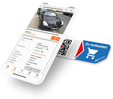 QRSticker Zu verkaufen! Aufkleber für Flohmärkte, Händler, Ladengeschäfte, mit Smartphone App, auch geeignet für Online-Shops, eBay Kleinanzeigen, etc, digitale Etikette Preisschild (L, 1 Sticker)