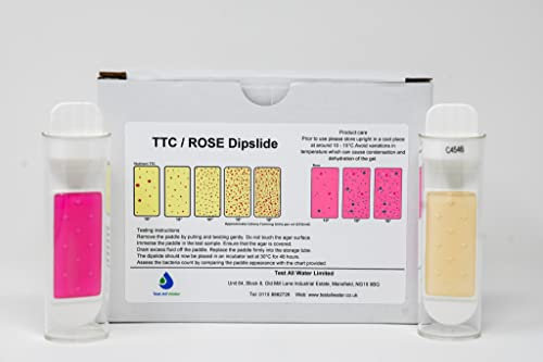 TEST ALL WATER - TTC/ROSE Dipslides | Nutrient Agar for Bacteria & Rose Bengal for Yeasts | Environmental & Food Industry Testing | Dipslides Pack of 10 | Dip Slide Test Kits
