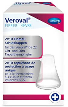 Veroval Einmal-Schutzkappen für Veroval 2-in-1 Infrarot-Fieberthermometer, Fiebermessung im Ohr, 20 Stück