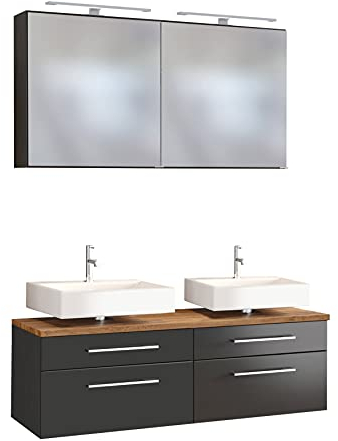 Waschbeckenunterschrank Dasa, 120 cm, 4 Schubladen, Graphit/Grau matt