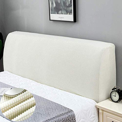 APTBJKUiU Bett hussen kopfteil Kopfteilbezug Staubdicht Verdicken Dehnbar Bett Kopfteil Staubdicht Abdeckung 360° Rundum-Paket Für Schlafzimmerdekoration Dekor weiß 200cm(79-87)